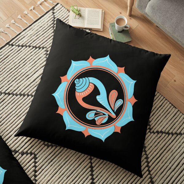 Coquillage bleu et rose Coussin de sol