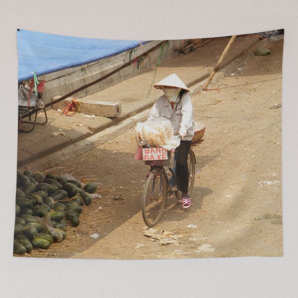 Item preview, Woman cycling along watermelon stall designed and sold by lawrenstan.