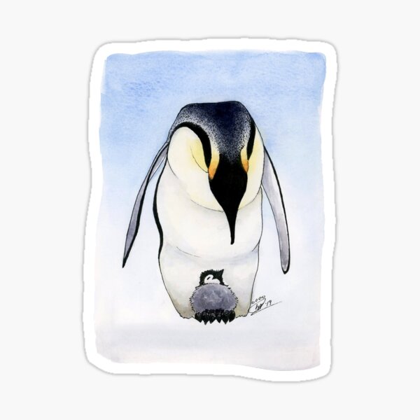 Emperor Penguin and Chick Sticker