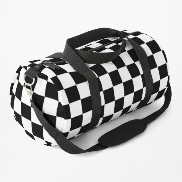 Checkered Flag, Chequered Flag, Motor Sport, Checkerboard, Pattern, WIN, WINNER, Racing Cars, Race, Finish line, BLACK. Duffle Bag