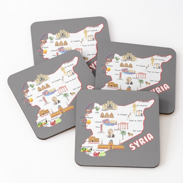Item preview, Syria map, cities names Syrian national symbols and landmarks خريطة سوريا مع اهم المدن واهم المعالم الاقتصادية والاجتماعية والسياحية designed and sold by mashmosh.