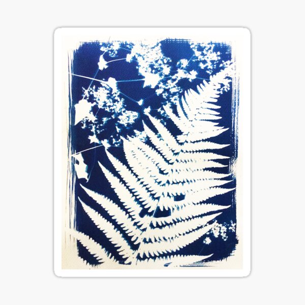 Abstract Fern Cyanotype Sticker