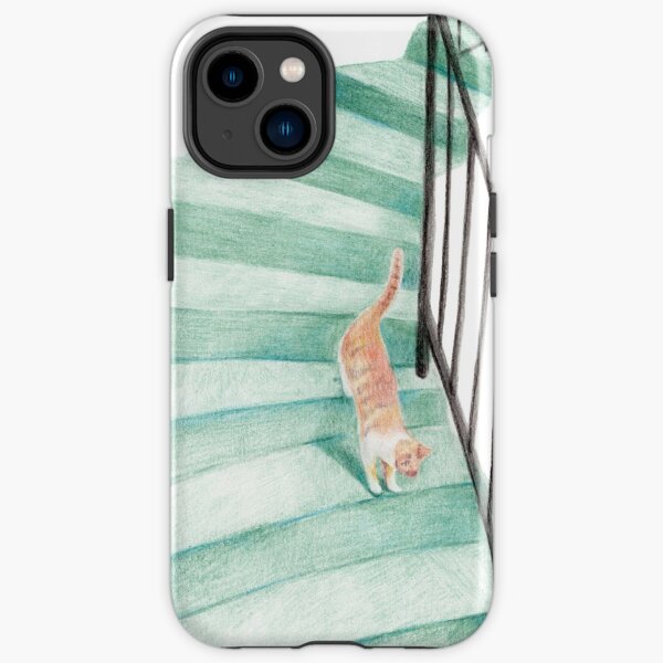 Fluffy Cat Going Down the Stairs iPhone Tough Case