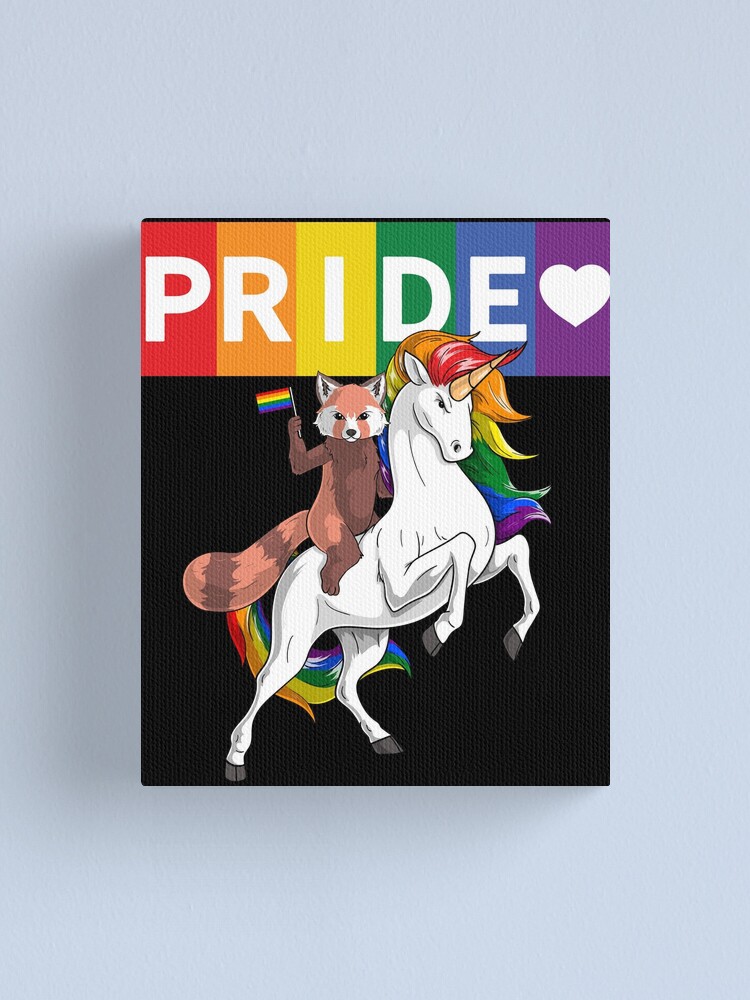 "LGBT Gay Pride Red Panda Riding Unicorn Haters Gonna Hate" Canvas Print by fatamyfan1 Redbubble