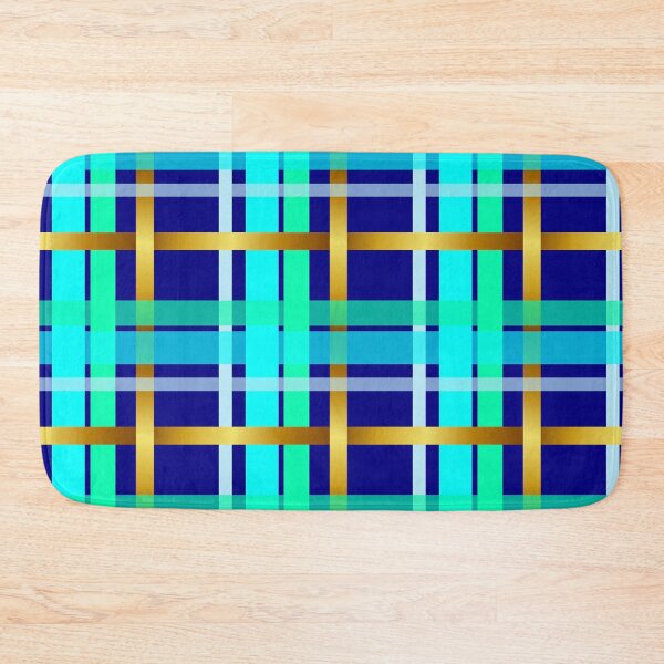 Item preview, Checkered pattern blue turquoise green gold designed and sold by ChrissiCreation.