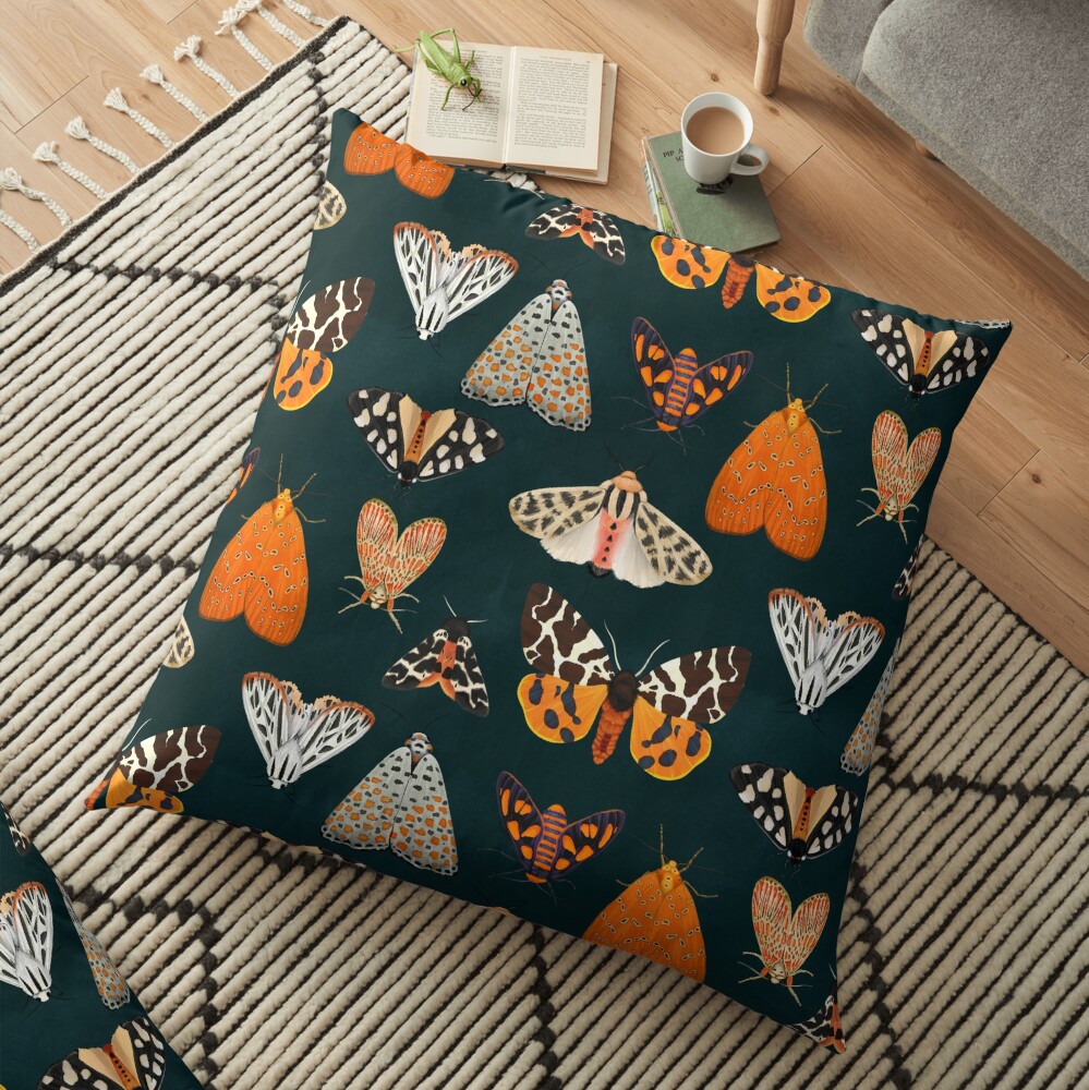 tiger moths Floor Pillow