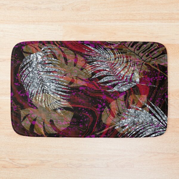 Item preview, Silver palm leaves on a Red background. redecorate, refurbish, nature designed and sold by jayne0524.