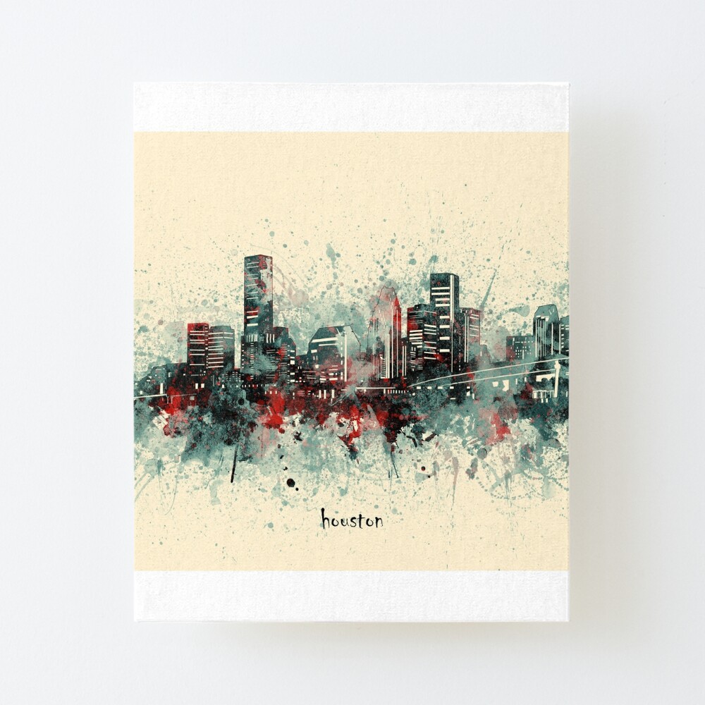 Houston City Skyline (with words) | Art Board Print