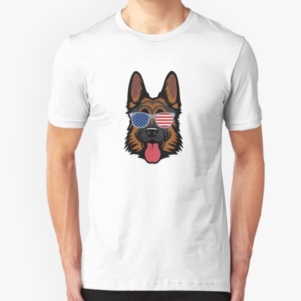 German Shepherd Cool American Patriot Slim Fit T-Shirt