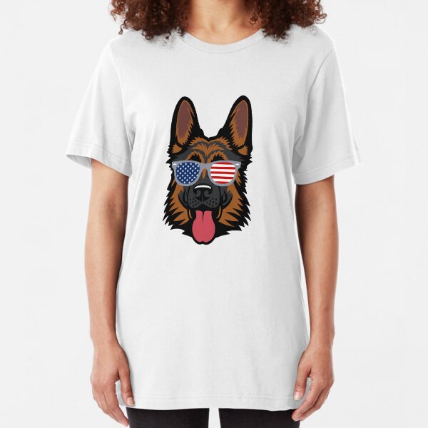 German Shepherd Cool American Patriot Slim Fit T-Shirt