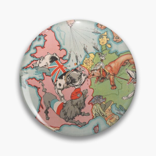 Item preview, Vintage WWI Dogs of War Illustrative Map (1914) designed and sold by BravuraMedia.