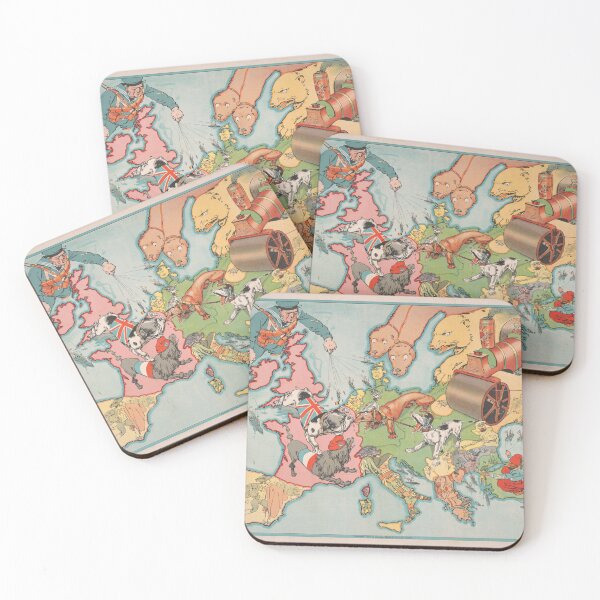 Item preview, Vintage WWI Dogs of War Illustrative Map (1914) designed and sold by BravuraMedia.