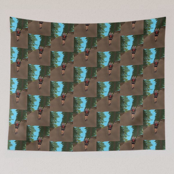 Item preview, Backpacker/hiker hiking through forest pop art  designed and sold by ansiearts.