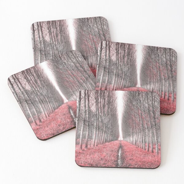 Item preview, Rows Of Birchs In Romantic Forest Specular Monochromatic Red  designed and sold by Flavio Vieri.