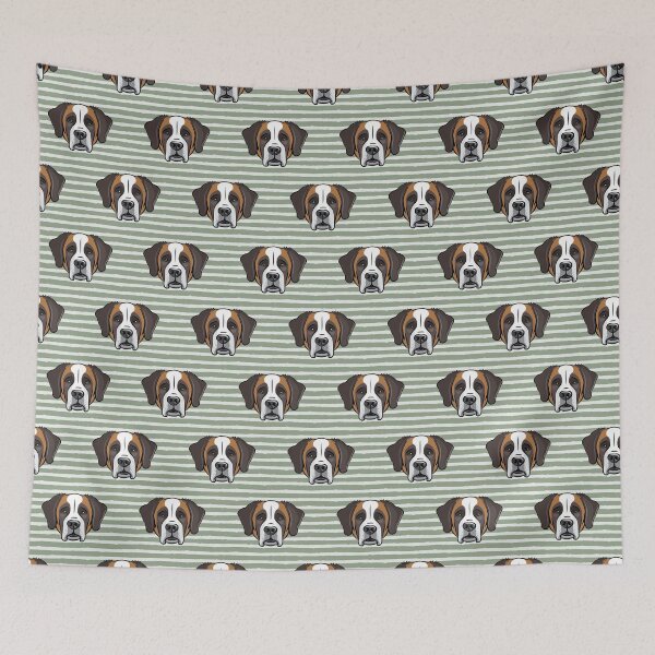 Item preview, St. Bernard Face - Sage Stripes designed and sold by littlearrow.