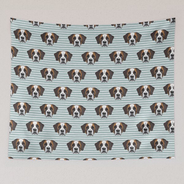 Item preview, St. Bernard Face - Dusty Blue Stripes designed and sold by littlearrow.
