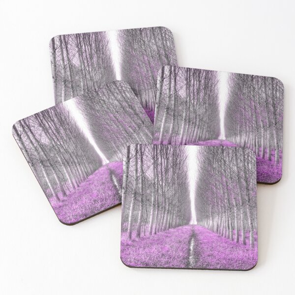 Item preview, Rows Of Birchs In Romantic Forest Specular Monochromatic Violet designed and sold by Flavio Vieri.