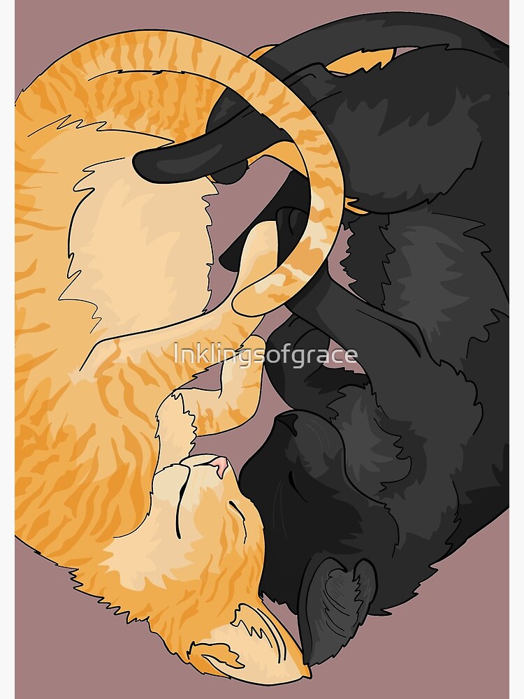 Ogg and Flac Black and Orange Tabby Kitten Heart by Inklingsofgrace