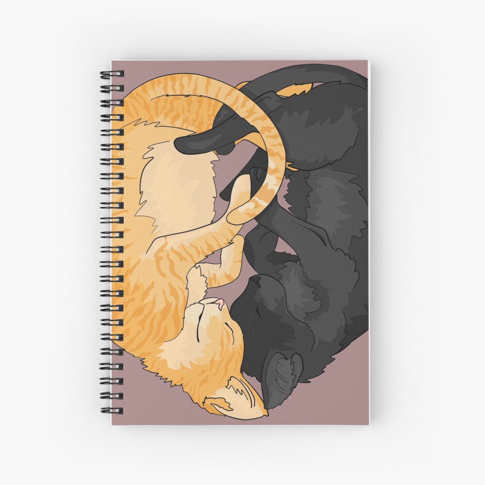 Ogg and Flac Black and Orange Tabby Kitten Heart Spiral Notebook