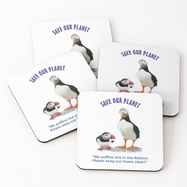 Item preview, Save our Planet - Puffins  designed and sold by SugarSkyCo.