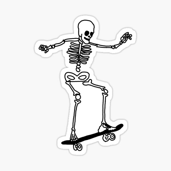 Skating Skeleton Sticker