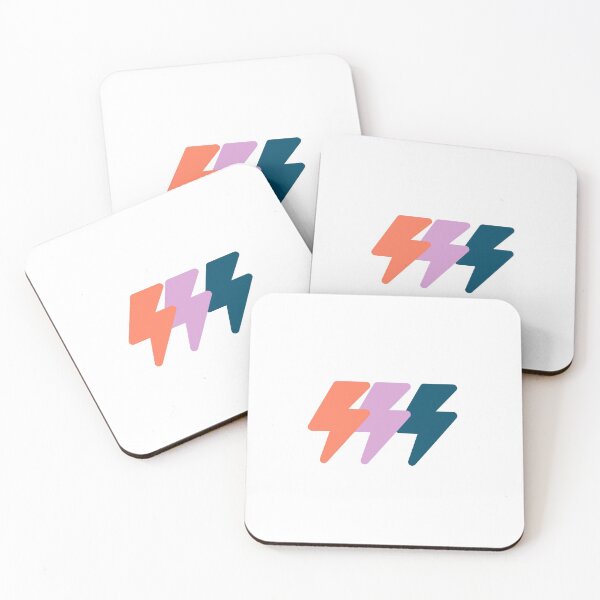 Item preview, coral lilac and blue lightning bolt sticker designed and sold by madebyamanda.