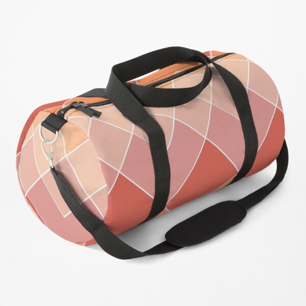 Orange Red White Geometric Diamond Pattern Duffle Bag