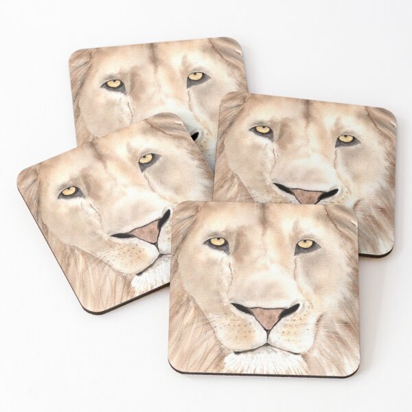 Item preview, Great Lion Face close up, watercolor art.  designed and sold by mhailittlearts.
