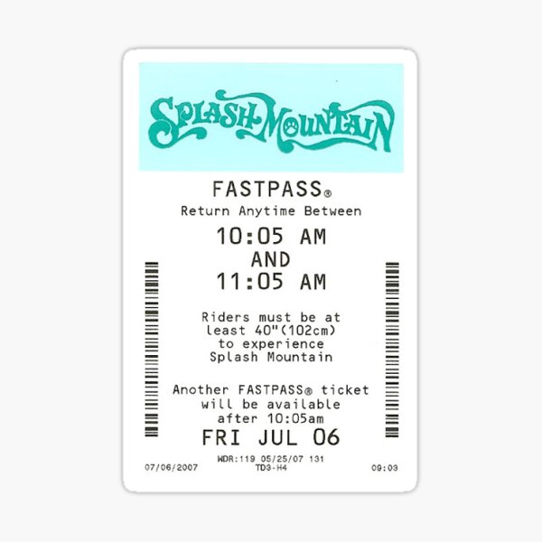 Splash Mountain Fastpass Sticker