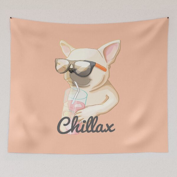 Item preview, Chillax, funny french bulldog with sunglasses having a cocktail designed and sold by Sofia Dimitriadou.
