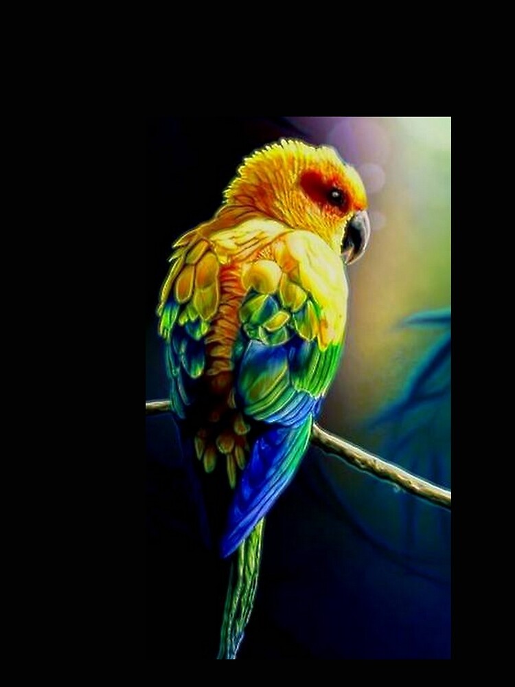 TROPICAL BIRD YELLOW BLUE GREEN by michaeltodd