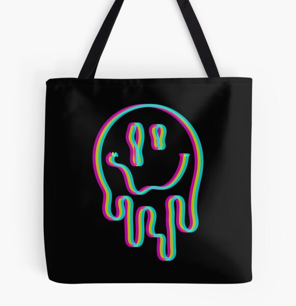 Melting Smiley Face Tote Bag, Keep on Smiling, Retro '90's Y2K Smiley –  Fractalista Designs