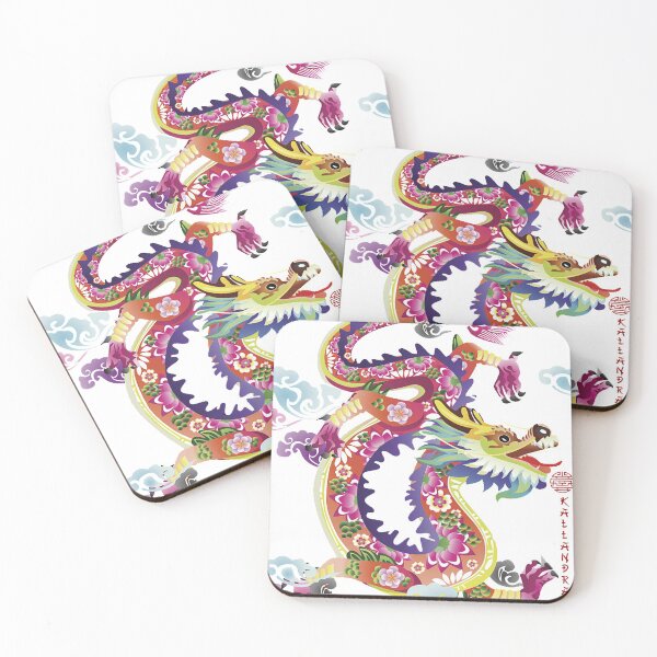 Item preview, Chinese art print - colorful dragon symbol for strength & luck designed and sold by Kallandra.