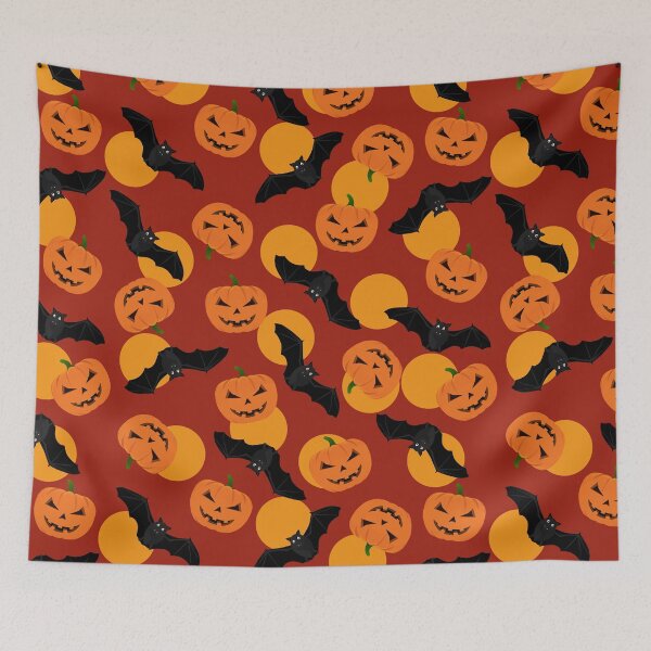 Item preview, Halloween pattern with pumpkin and bats designed and sold by GulArt.
