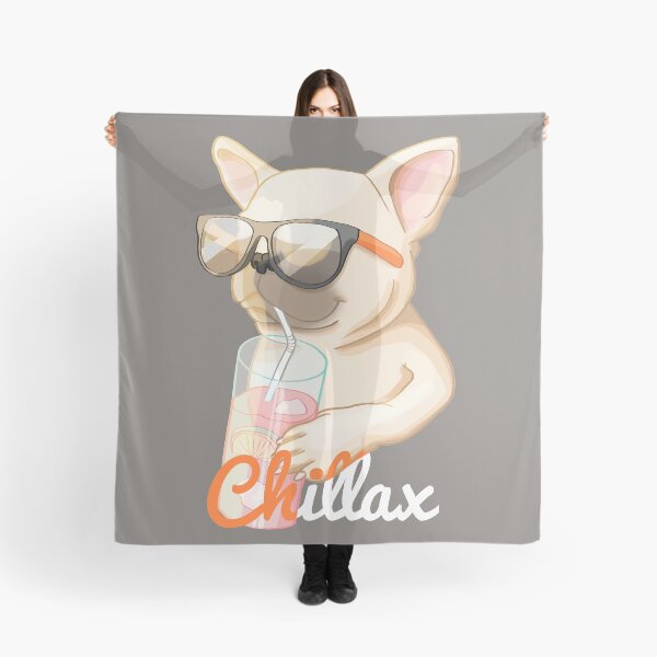 Item preview, Chillax, funny french bulldog with sunglasses drinking juice designed and sold by Sofia Dimitriadou.