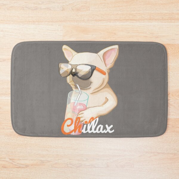 Item preview, Chillax, funny french bulldog with sunglasses drinking juice designed and sold by Sofia Dimitriadou.