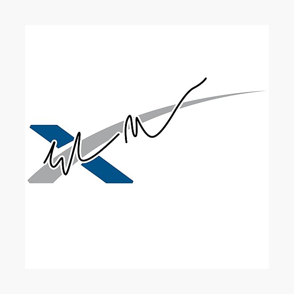 SpaceX logo with Elon Musk's signature Photographic Print