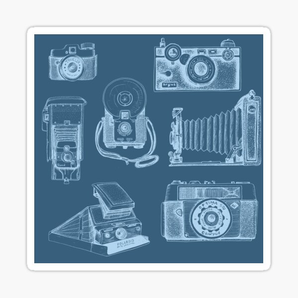 Vintage Camera Collection-Blueprint Negative Sticker