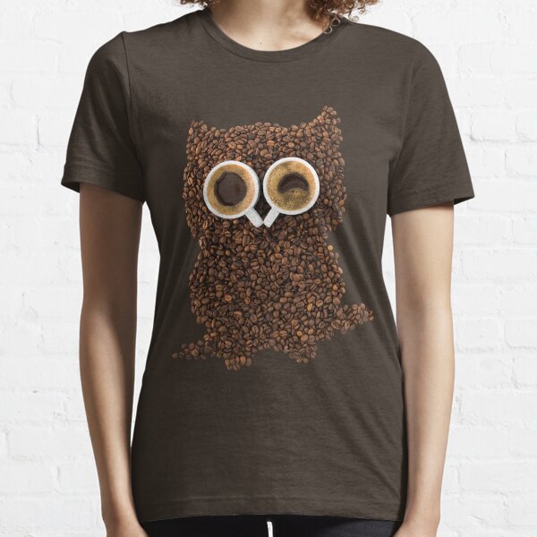 coffee owl, coffee beans laid out in the form of an owl with two cups instead of eyes Essential T-Shirt