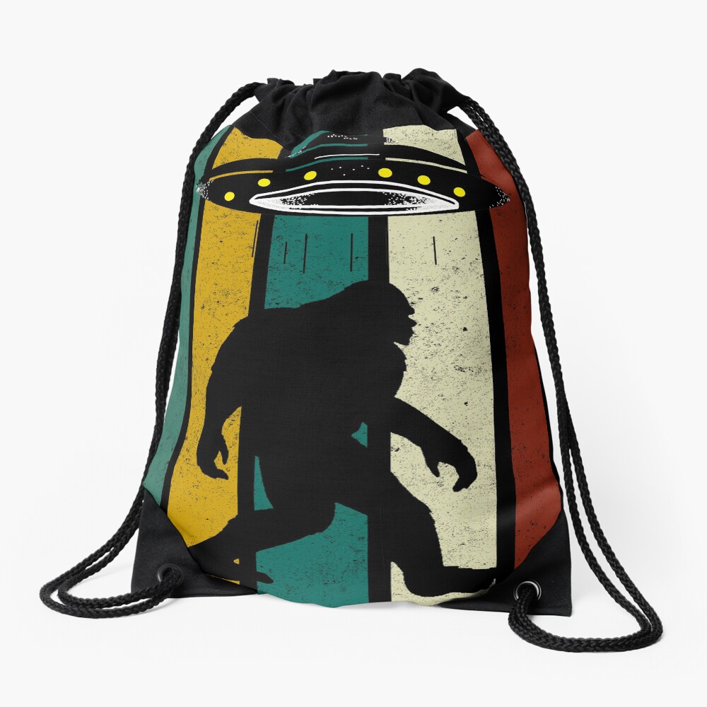 Retro Bigfoot Ufo Aliens Vintage, Funny Gift Drawstring Bag