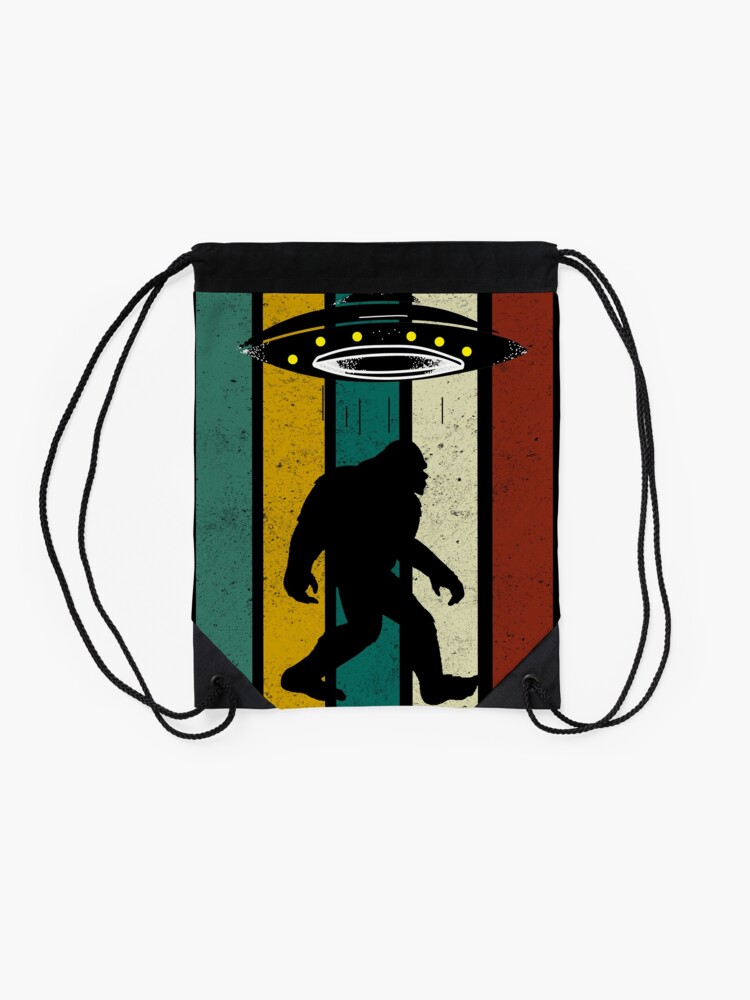 Alternate view of Retro Bigfoot Ufo Aliens Vintage, Funny Gift Drawstring Bag