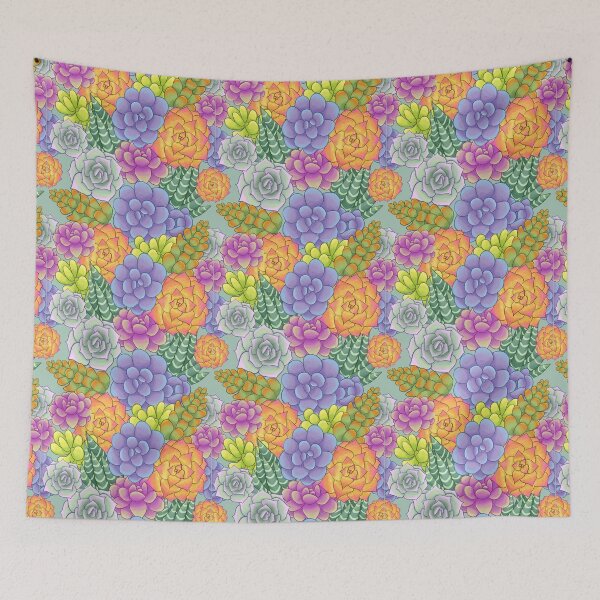 Item preview, Cute Succulent Repeat Pattern (Blue) designed and sold by ally-mck.