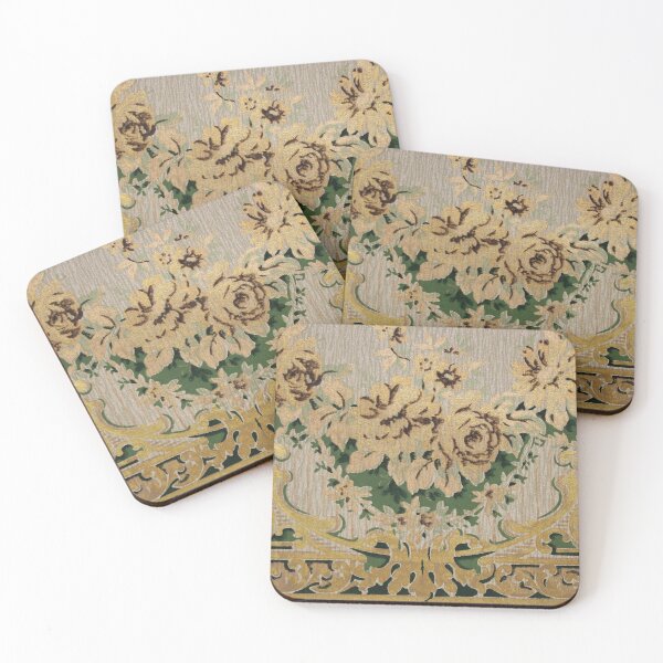 Item preview, VIntage Gold and Green Wallpaper designed and sold by boojun.