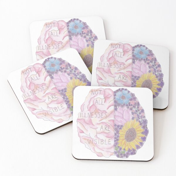 Item preview, Not All Illnesses Are Visible Brain and Flowers designed and sold by Sophie Corr.