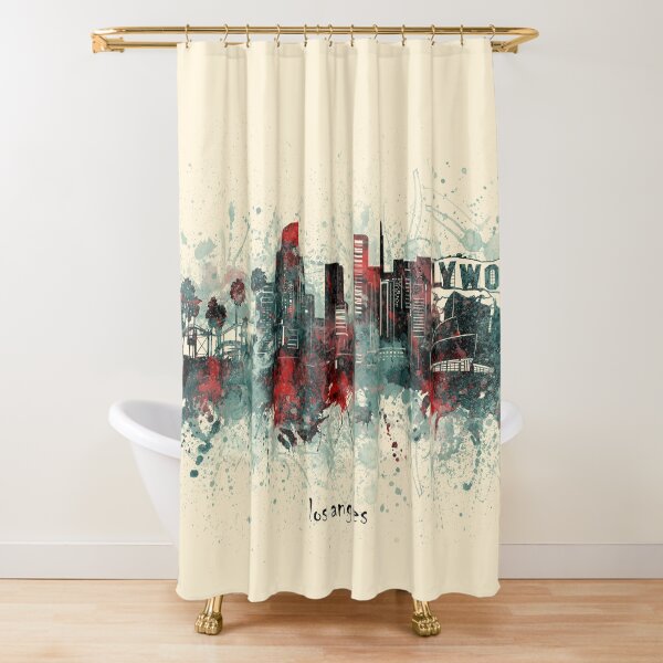 Urban Shower Curtain Downtown Los Angeles USA Print for Bathroom