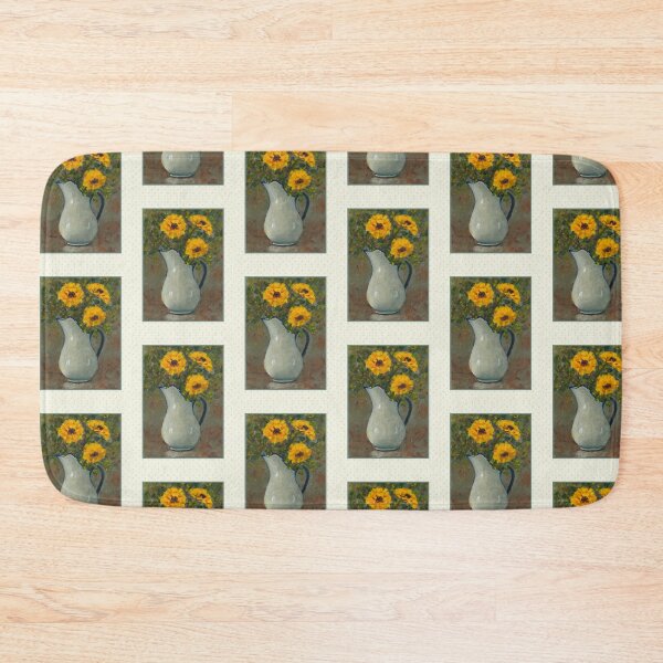 Item preview, Yellow Flowers in Old-Fashioned Enamel Pitcher Painting designed and sold by JoyfulWhimsy.