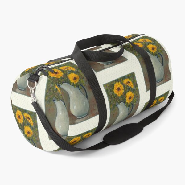 Item preview, Yellow Flowers in Old-Fashioned Enamel Pitcher Painting designed and sold by JoyfulWhimsy.