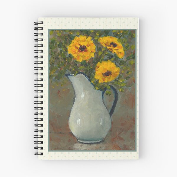 Item preview, Yellow Flowers in Old-Fashioned Enamel Pitcher Painting designed and sold by JoyfulWhimsy.
