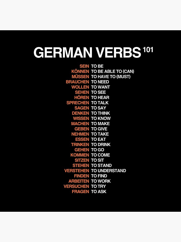 klokke tendens skade German Verbs 101 - German Language Cheatsheet" Art Board Print for Sale by  HiddenVerb | Redbubble