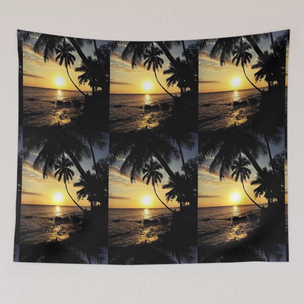 Item preview, Sunset Beach Palm Tree Ocean Waves designed and sold by PowerfulPrinted.